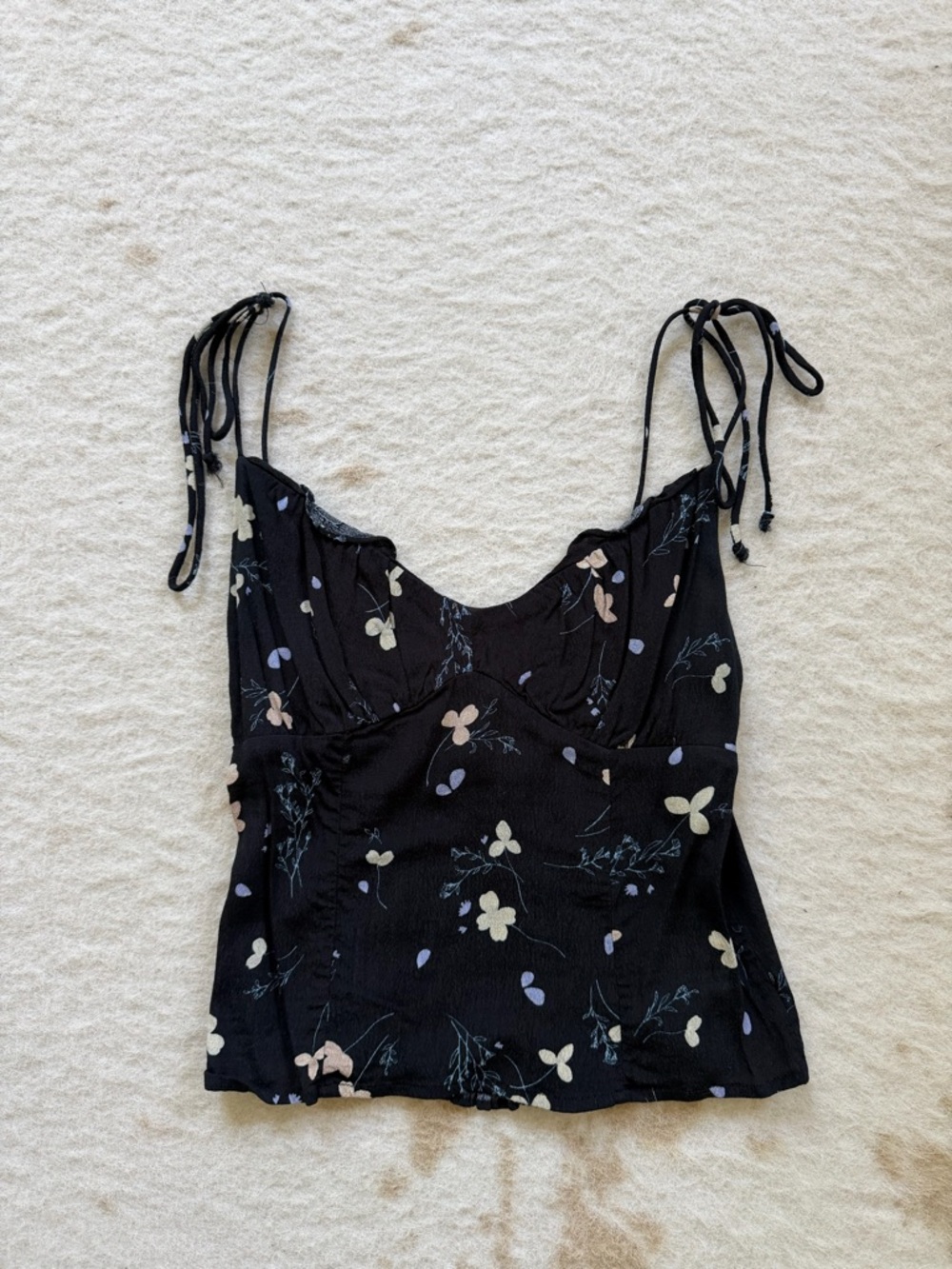 By Together Black Floral Tie-Shoulder Cami